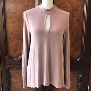 AEO Soft & Sexy Pink Keyhole Mock Turtleneck